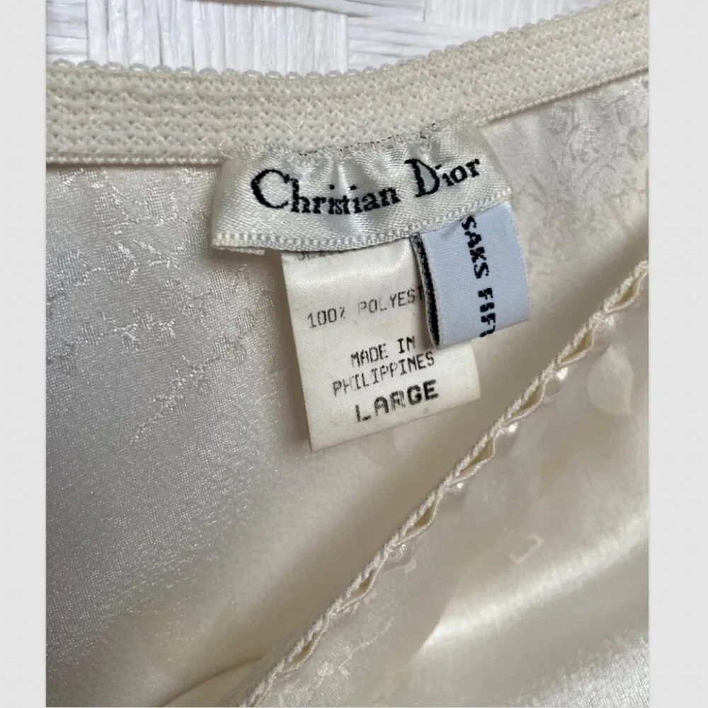 VTG Christian Dior Saks Fifth Avenue Ivory Satin Slip Skirt Size L - Picture 7 of 7